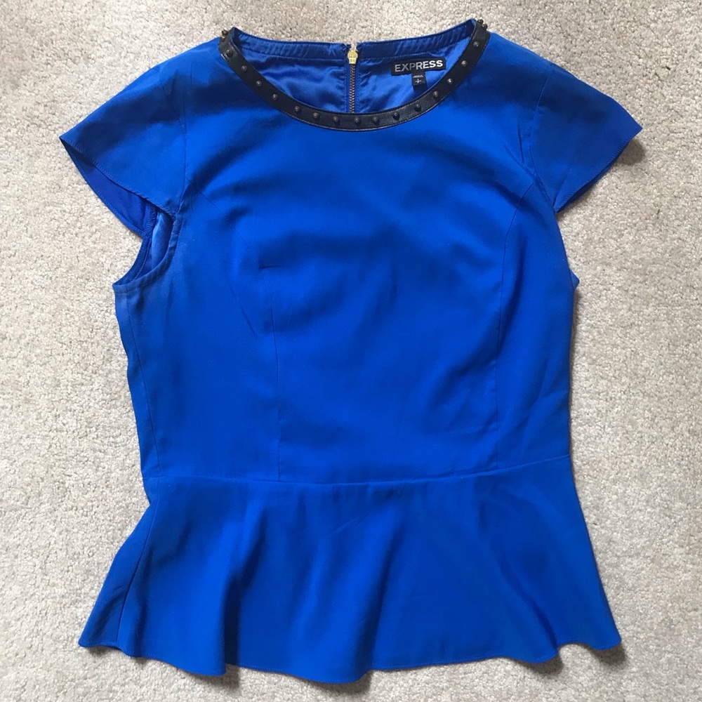 Express Peplum Top with Studded Neckline